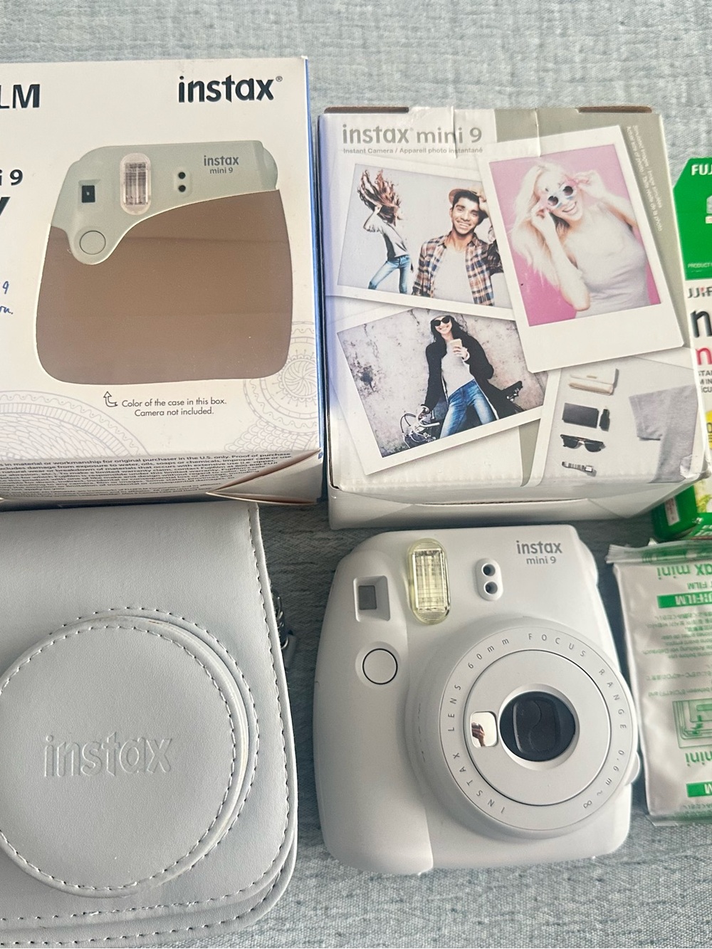 Instax Mini 9 camera and accessories
